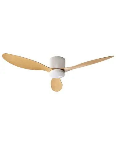 Ventilador de techo con luz VEMBAR con mando LED Marrón claro - Accesorios decorativos