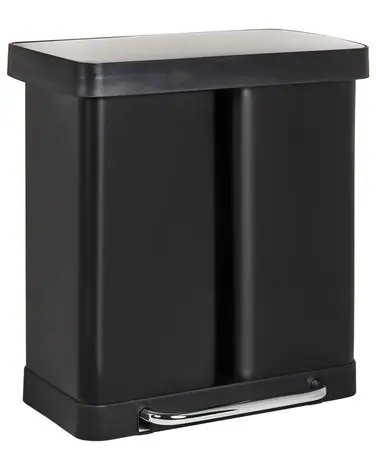 Cubo de basura doble con pedal 60 L ECOSORT Metal Negro - Accesorios decorativos