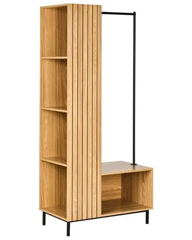 5 Shelf Open Wardrobe LEANDRO Light Brown - Bedroom