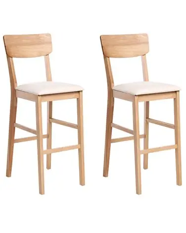 Conjunto de 2 sillas de bar AMBLER Madera Marrón claro/Beige - Comedor