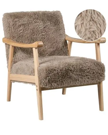 Armchair LEKNES Faux Fur Taupe - Living Room