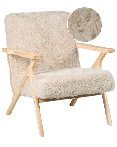 Armchair KISA Faux Fur Light Beige - Living Room