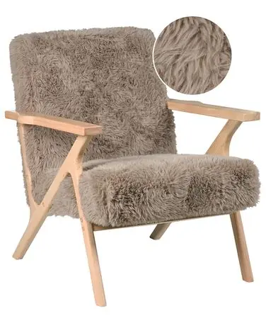 Armchair KISA Faux Fur Taupe - Living Room