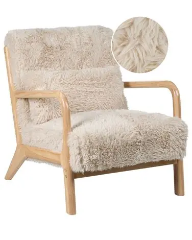 Armchair SKOVDE Faux Fur Light Beige - Living Room