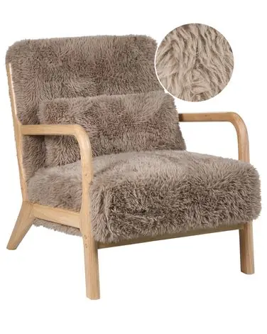 Armchair SKOVDE Faux Fur Taupe - Living Room
