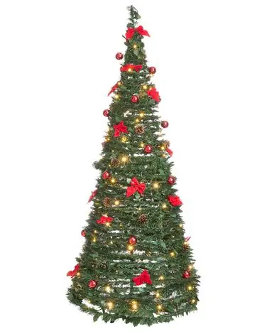 Artificial Christmas Tree Folding LED PINEORA 185 cm Green - Home Accessories