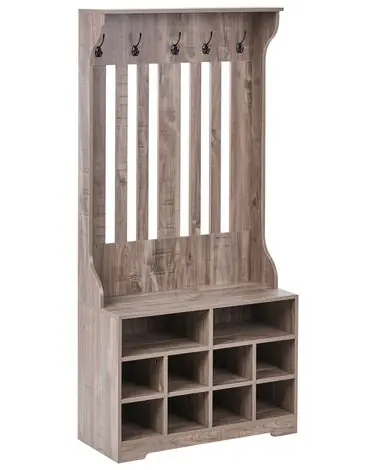 Shoe Storage with Coat Rack DENILIQUIM Dark Brown - Hallway