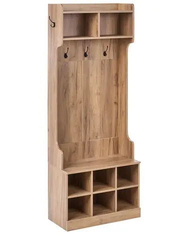 Shoe Storage with Coat Rack GINDAGAI Light Brown - Hallway