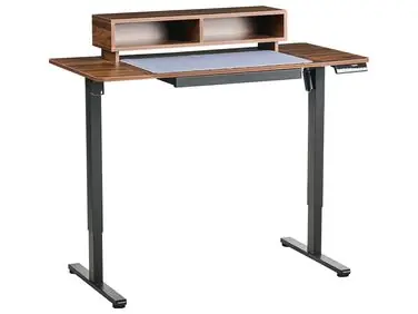 Escritorio de altura regulable eléctrico LUCAMA Marrón/Negro 120 cm 60 cm con puerto USB - Oficina