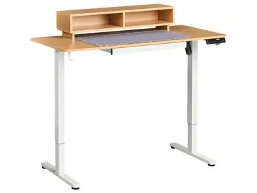 Electric Adjustable Standing Desk LUCAMA Light Brown/ White 120 cm 60 cm with USB Port - Home Office