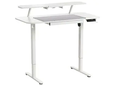 Electric Adjustable Standing Desk WILBANKS White 120 cm 60 cm with USB Port - Home Office