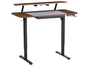 Electric Adjustable Standing Desk WILBANKS Brown/ Black 120 cm 60 cm with USB Port - Home Office