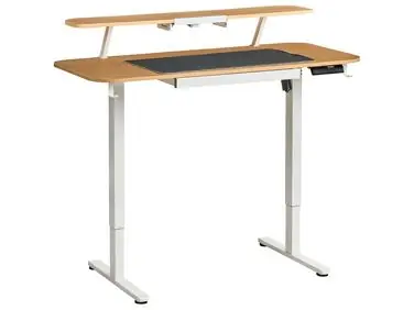 Escritorio de altura regulable eléctrico WILBANKS Marrón claro/Blanco 120 cm 60 cm con puerto USB - Oficina