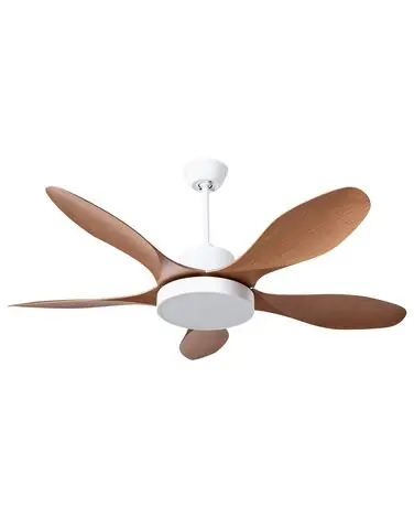Ventilador de techo con luz BARBET con mando LED Marrón claro - Accesorios decorativos
