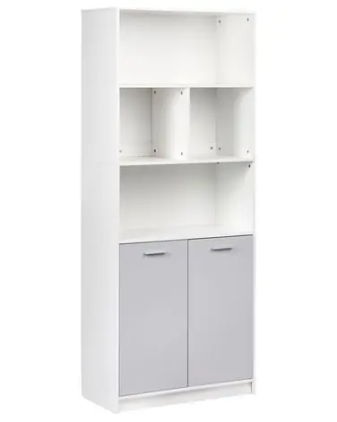 2 Door Bookcase ZEHNA Grey/ White - Home Office