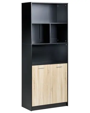 2 Door Bookcase ZEHNA Brown/ Black - Home Office