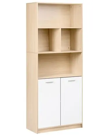 2 Door Bookcase ZEHNA Light Brown/ White - Home Office