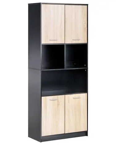 4 Door Bookcase ZEHNA Brown/ Black - Home Office
