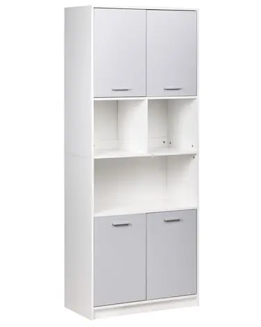 4 Door Bookcase ZEHNA Grey/ White - Home Office
