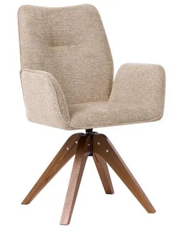 Dining Chair Swivel MOKENA Faux Linen Beige - Dining Room