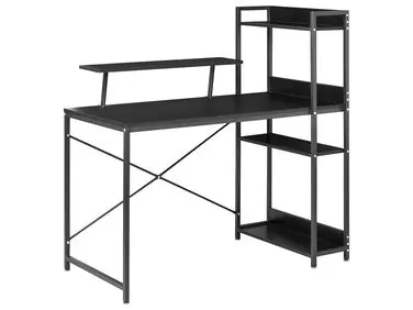 Escritorio BILOXY Negro 120 cm 64 cm con estantes - Oficina