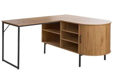 Corner Desk SOLARI Light Brown 140 cm 140 cm - Home Office
