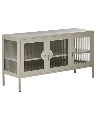 3 Door Sideboard GLEORA Metal Light Beige - Home Office