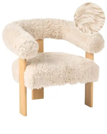 Armchair ILBRO Faux Fur Off-White/ Light Brown