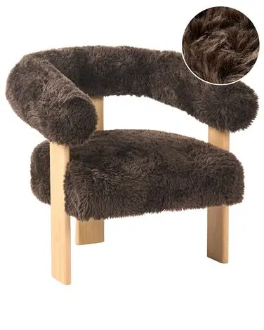 Armchair ILBRO Faux Fur Dark Brown/ Light Brown - Living Room