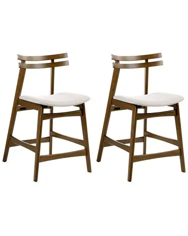 Conjunto de 2 sillas de bar CYNTHIANA Madera Marrón/Beige claro - Comedor