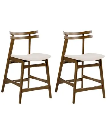 Conjunto de 2 sillas de bar CYNTHIANA Madera Marrón/Blanco crema - Comedor