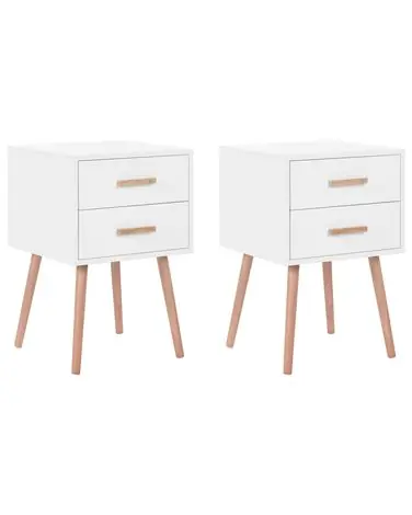 Set of 2 Bedside Tables ALABAMA White - Bedroom