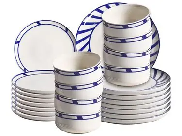 Vajilla de 24 piezas SHISO Porcelana Blanco/Azul - Accesorios decorativos