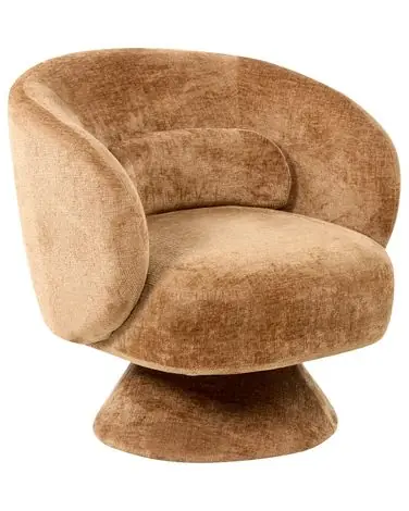 Swivel Armchair LIEKSA Chenille Golden Brown - Living Room