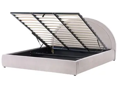 Ottoman Bed MOUZON Chenille Taupe 180 x 200 cm (EU Super King) - Bedroom