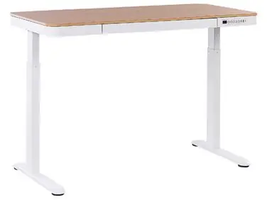Electric Adjustable Standing Desk KENLY Brown/ White 120 cm 60 cm with USB Port - Home Office