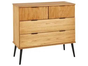 4 Drawer Chest TIMMINS Pine Wood Brown - Living Room