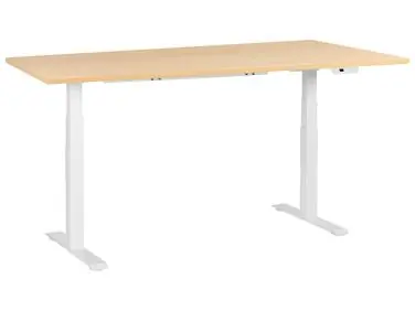 Escritorio de altura regulable eléctrico DESTINES Marrón claro/Blanco 180 cm 72 cm - Oficina