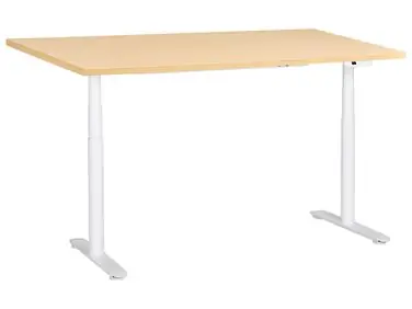 Electric Adjustable Standing Desk DESTINAS Light Brown/ White 160 cm 72 cm - Home Office