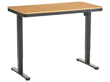 Escritorio de altura regulable eléctrico PENLY Negro/Marrón claro 120 cm 60 cm con puerto USB - Oficina
