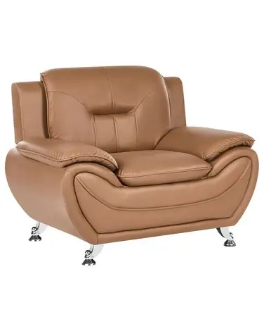 Armchair LEIRA Faux Leather Golden Brown - Living Room