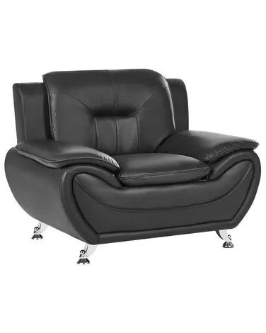 Armchair LEIRA Faux Leather Black - Living Room