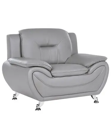 Armchair LEIRA Faux Leather Grey - Living Room