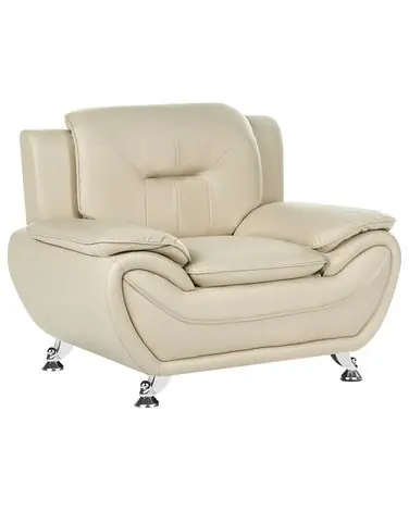 Armchair LEIRA Faux Leather Beige - Living Room