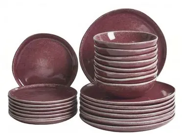 Vajilla de 24 piezas HOPS Gres Borgoña - Accesorios decorativos