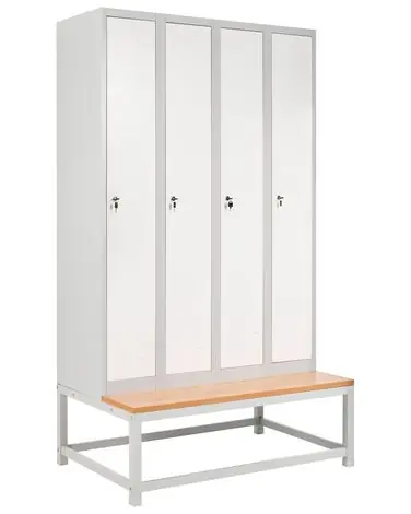 Taquilla de 4 puertas con banco ATHLETE Metal Gris/Blanco - Oficina
