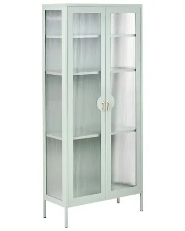 Glass Display Cabinet GLEORA Metal Mint Green - Home Office