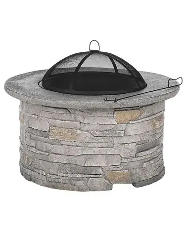 Brasero con parrilla TAMBORA Cemento Gris - Jardín y balcón
