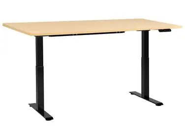 Escritorio de altura regulable eléctrico DESTINES Negro/Marrón claro 160 cm 72 cm - Oficina