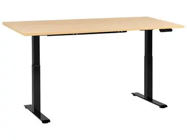 Escritorio de altura regulable eléctrico DESTINES Negro/Marrón claro 180 cm 72 cm - Oficina